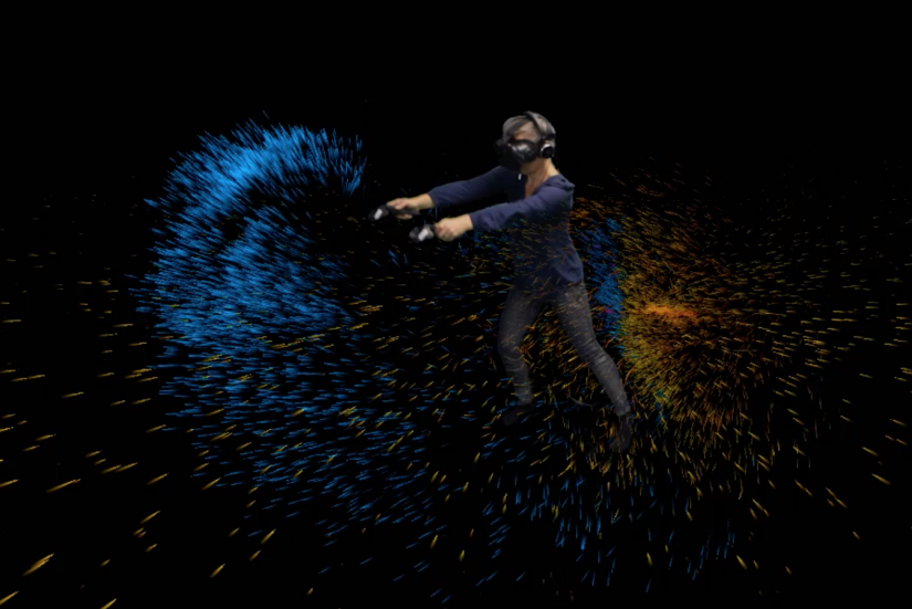 Yksi henkilö virtuaalimaailmassa