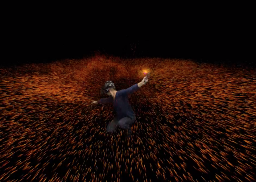 Kuva virtuaalimaailmasta, jossa on yksi tanssija