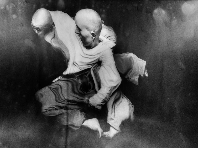 Pr photo in black and white. The photo is distorted.